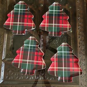 New Christmas Tree Plaid Tommy Bahama Serving Trays